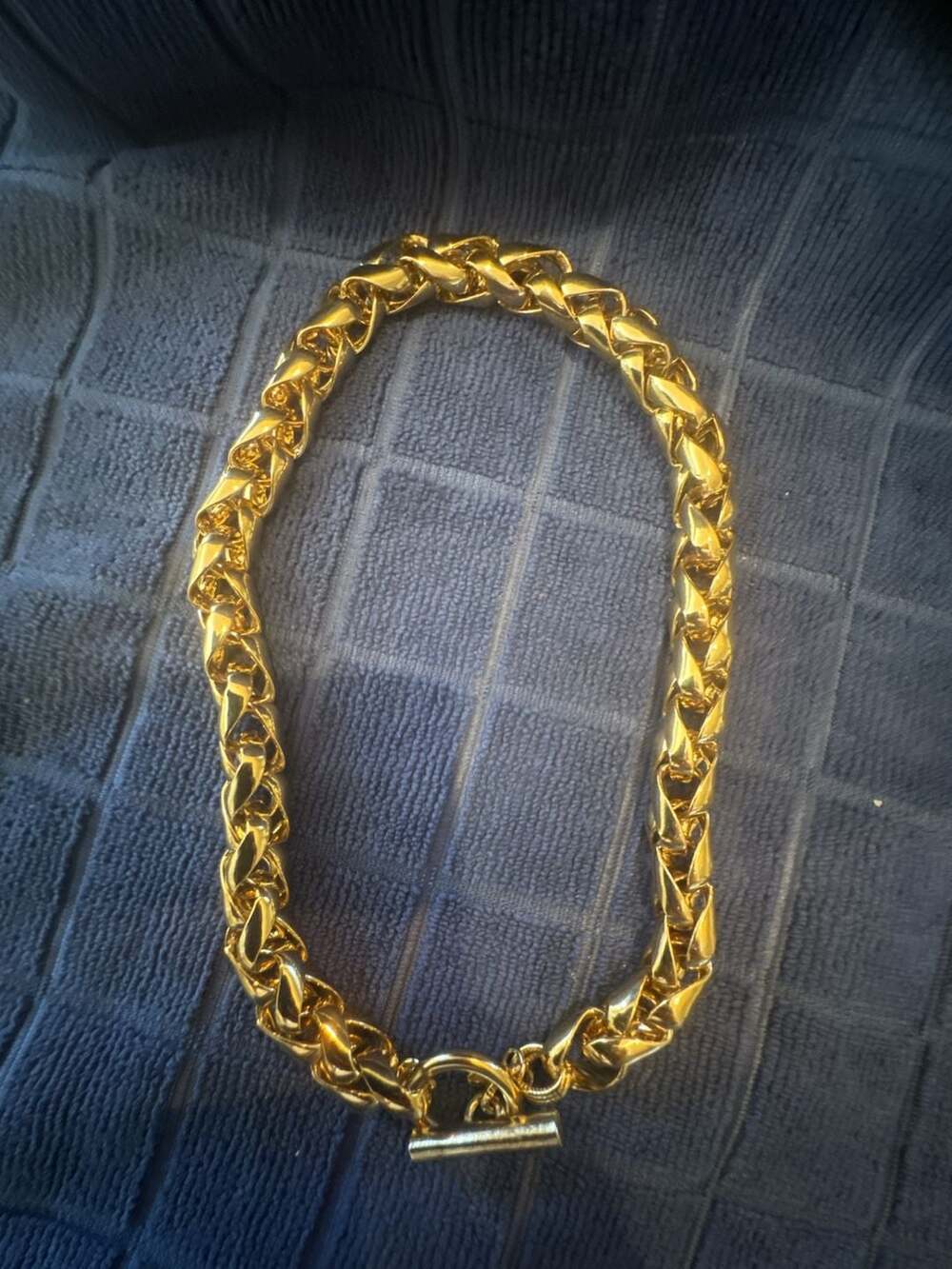 Lee Angel Vintage Heavy Gold-Tone Chunky Link Toggle Necklace